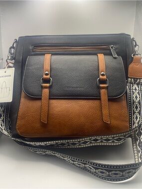 Two-Tone Black & Brown Crossbody Bag